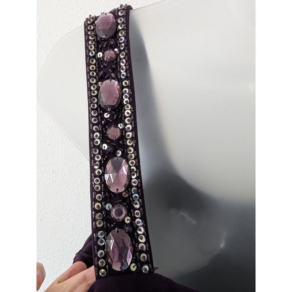 Vtg 90s Cache Size 8 Purple Bodycon Beaded Ruched Cocktail Dress Prom Event New - Picture 5 of 9